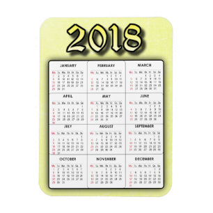 Magnet Flexible Aimant Calendrier Jaune 2018