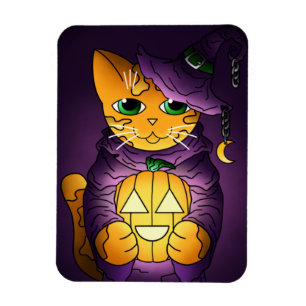 Magnet Flexible Aimant Chat Halloween violet