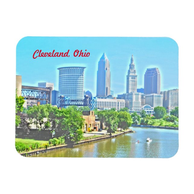 Magnet Flexible Aimant Cleveland Ohio River View (Effet Peinture) (Horizontal)