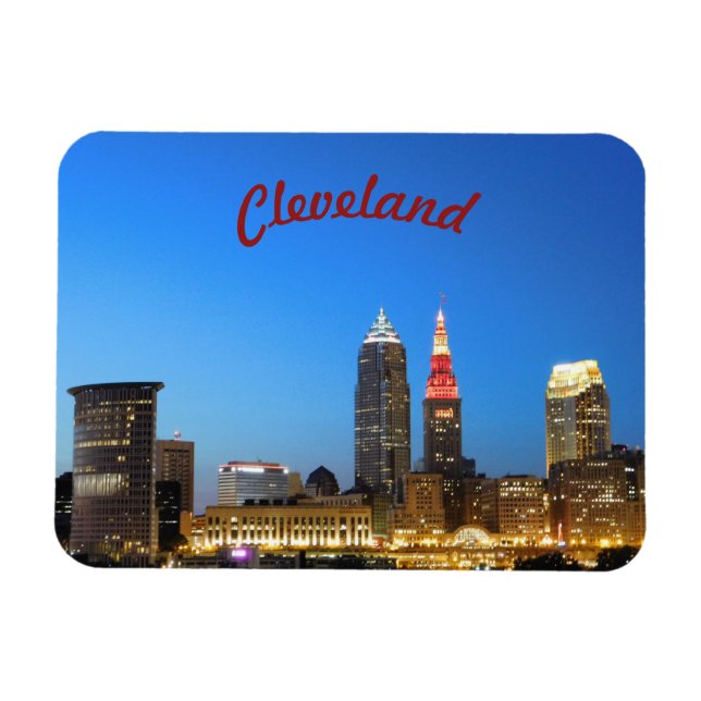 Magnet Flexible Aimant Cleveland Skyline Wine and Gold (Curve) (Horizontal)