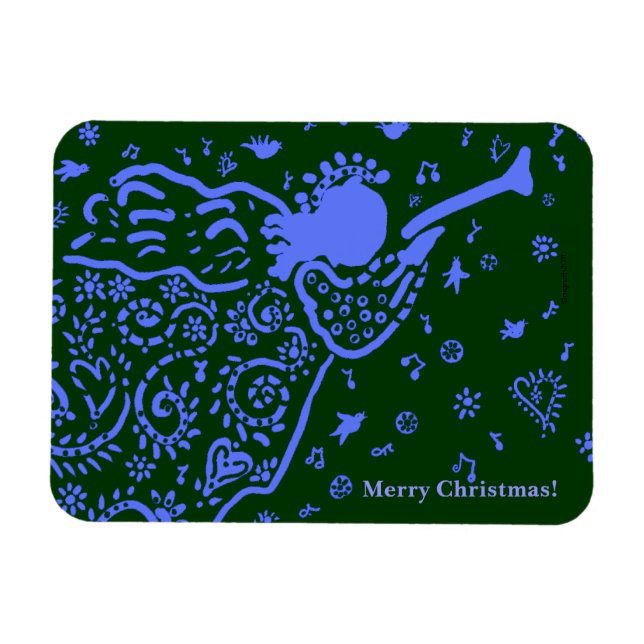 Magnet Flexible Aimant d'ange de trompette en bleu et vert (Horizontal)