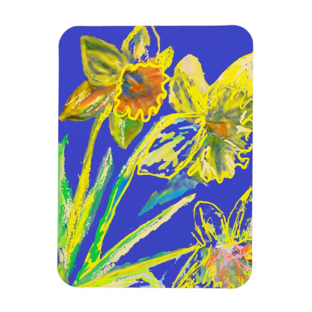 Magnet Flexible Aimant d'art floral abstrait de narcisse jaune (Vertical)