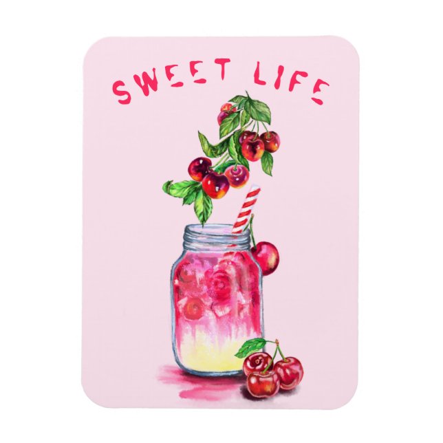 Magnet Flexible Aimant de boisson aux cerises frais - Texte person (Vertical)
