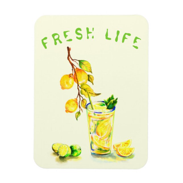 Magnet Flexible Aimant de boisson fraîche au citron - Texte person (Vertical)