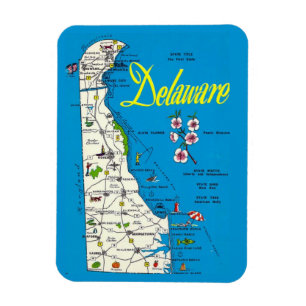 Magnet Flexible Aimant de carte du Delaware très bleu
