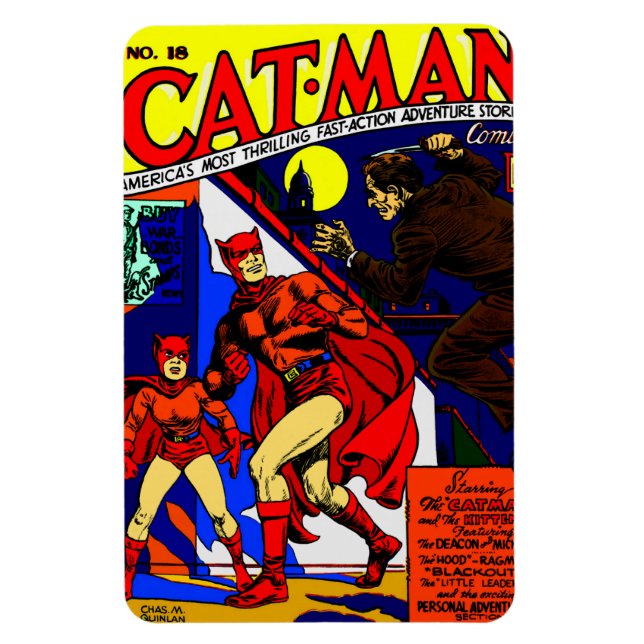 Magnet Flexible Aimant de Cat-Man Comics des années 40 (Vertical)