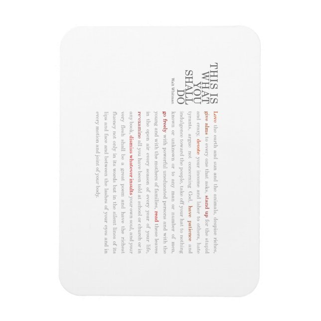Magnet Flexible Aimant de citation Walt Whitman (Vertical)