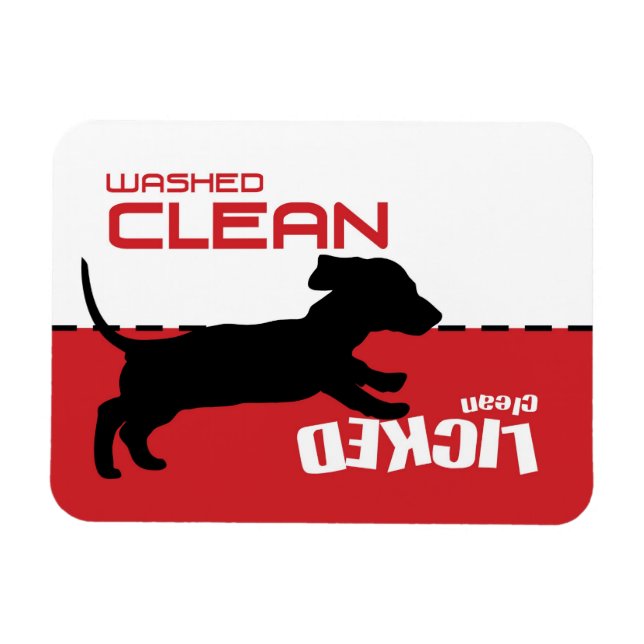 Magnet Flexible Aimant de lave-vaisselle chiot chien - Léché propr (Horizontal)