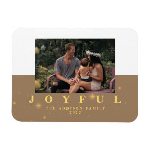 Magnet Flexible Aimant de Noël photo Joyeux Kraft rustique et Or