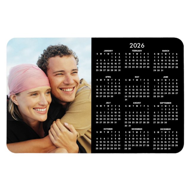 Magnet Flexible Aimant de photo de calendrier moderne 2026 (Horizontal)