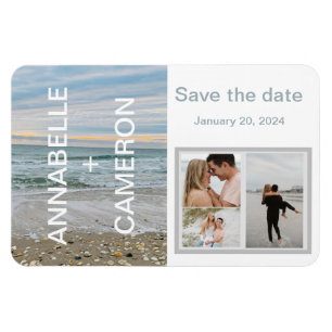 Magnet Flexible Aimant de plage bleu coquille enregistrer la date