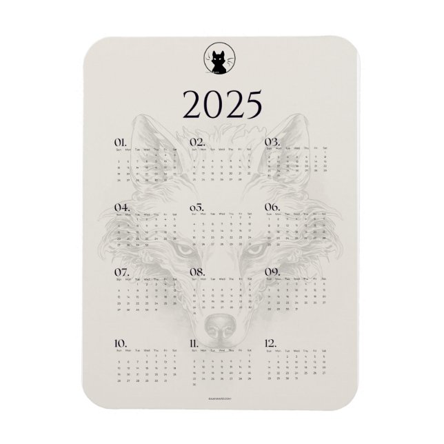 Magnet Flexible Aimant de réfrigérateur 2025 Calendrier (Vertical)