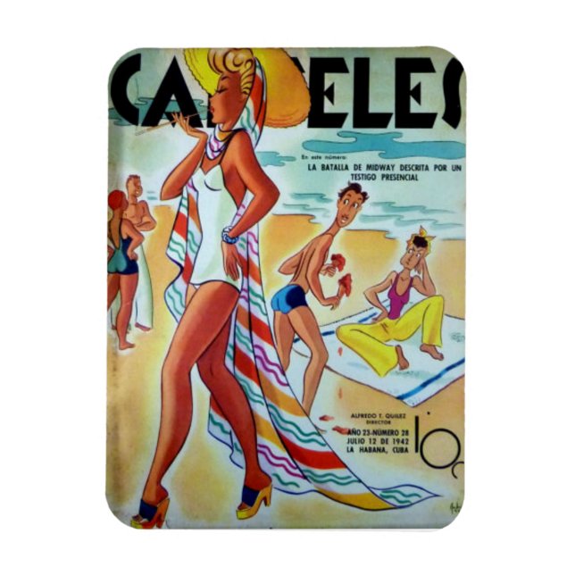 Magnet Flexible Aimant de Réfrigérateur Cuba Belle Vintage Plage (Vertical)