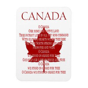 Magnet Flexible Aimant de réfrigérateur de l'hymne du Canada perso