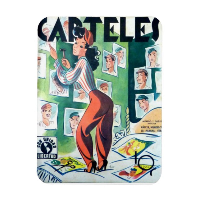 Magnet Flexible Aimant de Réfrigérateur Revues cubaines Vintage (Vertical)