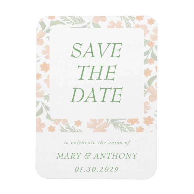 Magnet Flexible Aimant de sauvegarde de mariage à motif floral aqu (Vertical)