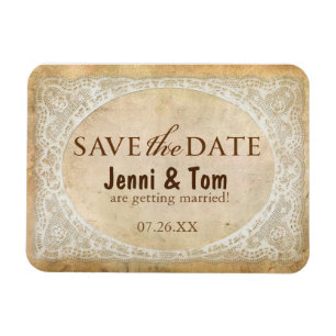 Magnet Flexible Aimant de sauvegarde de mariage rustique dentelle 