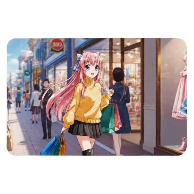 Magnet Flexible Aimant de shopping de fille d'anime (Horizontal)