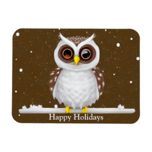 Magnet Flexible Aimant de vacances Chouette des neiges vintage