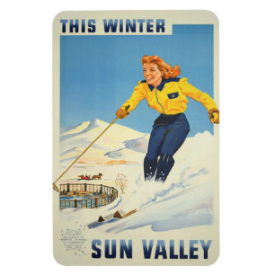 Magnet Flexible Aimant de Vintage voyage de Sun Valley, Idaho