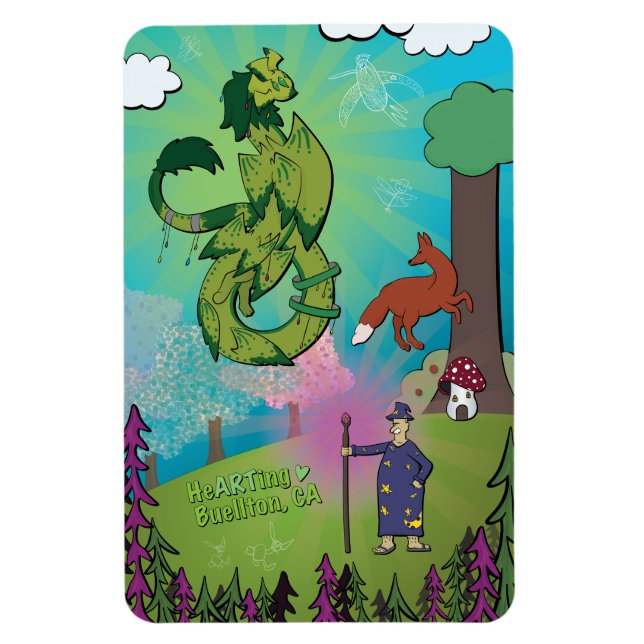 Magnet Flexible Aimant - Dragons dans la Forêt (Vertical)
