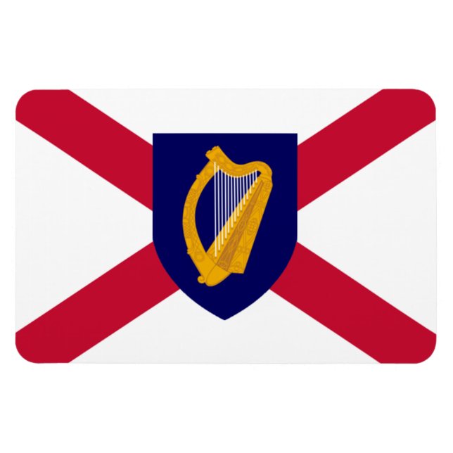 Magnet Flexible Aimant drapeau d'Irlande - Cross & Harp Shield (Horizontal)