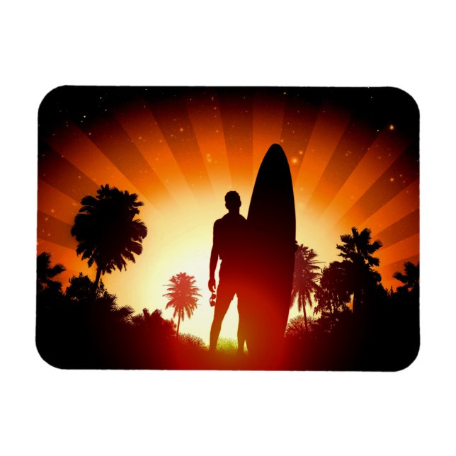 Magnet Flexible Aimant du coucher de soleil surfer (Horizontal)