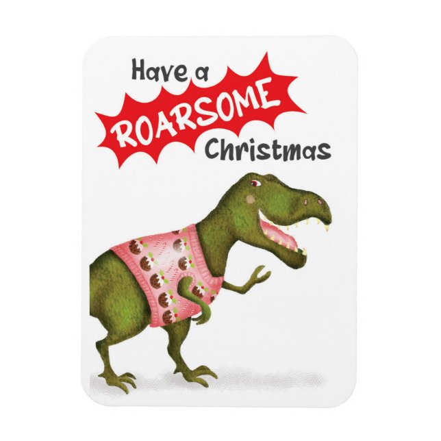 Magnet Flexible Aimant du dinosaure T.rex "Roarsome Christmas" (Vertical)