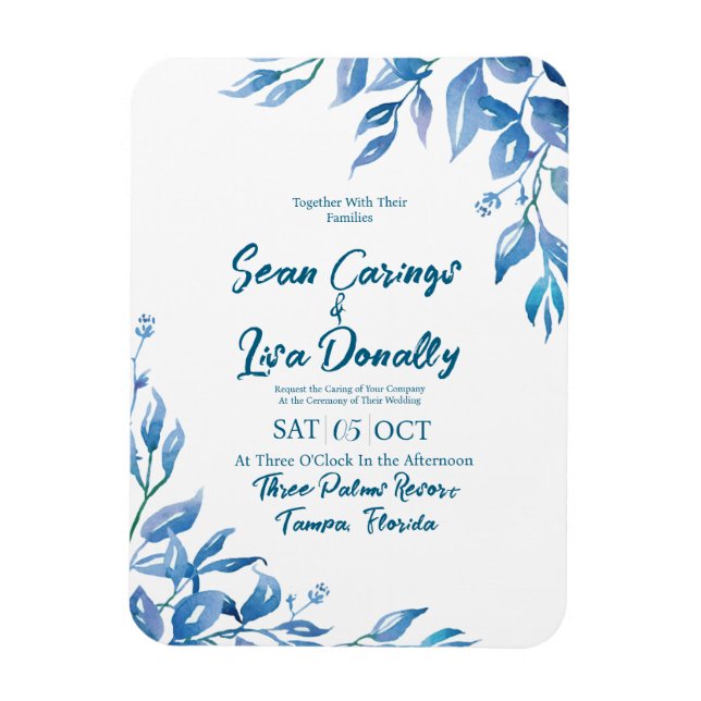 Magnet Flexible Aimant Faire-part de mariage bleu profond (Vertical)
