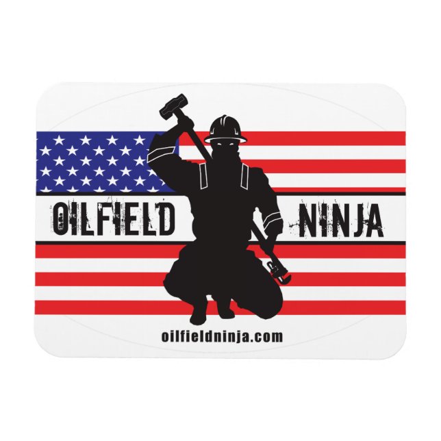 Magnet Flexible Aimant flex Ninja Oilfield avec drapeau américain (Horizontal)