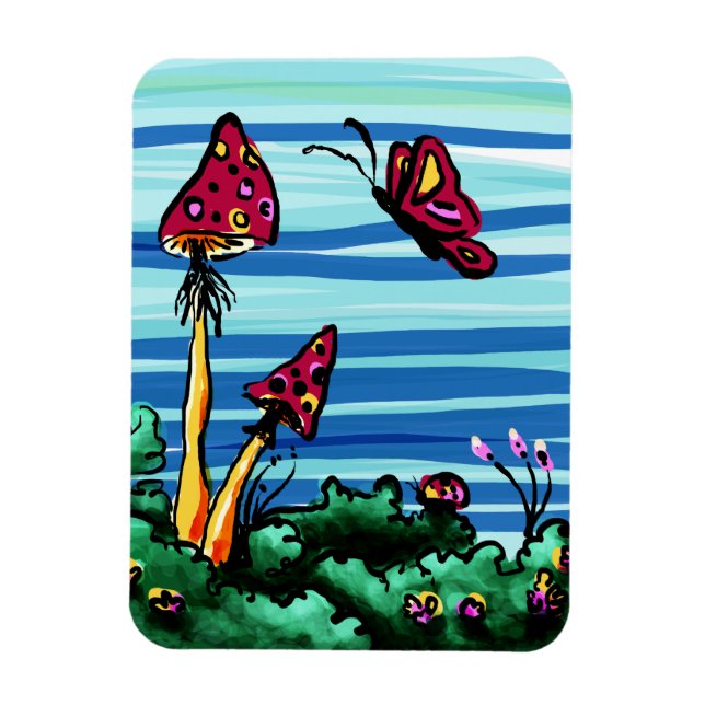 Magnet Flexible Aimant flexible, 2 champignons rouges (Vertical)