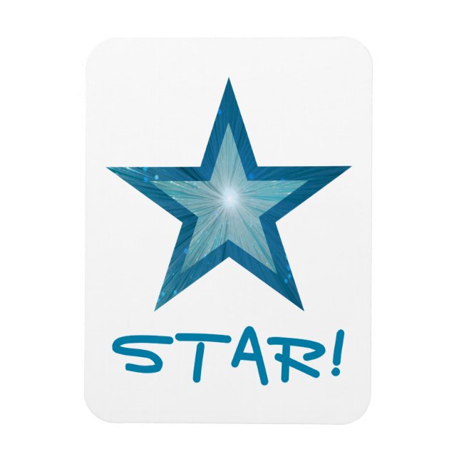 Magnet Flexible Aimant flexible bleu Star 'STAR!' blanc (Vertical)