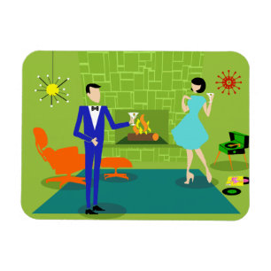 Magnet Flexible Aimant flexible Couple moderne du milieu du siècle