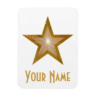 Magnet Flexible Aimant flexible "Gold" Star "Name" blanc