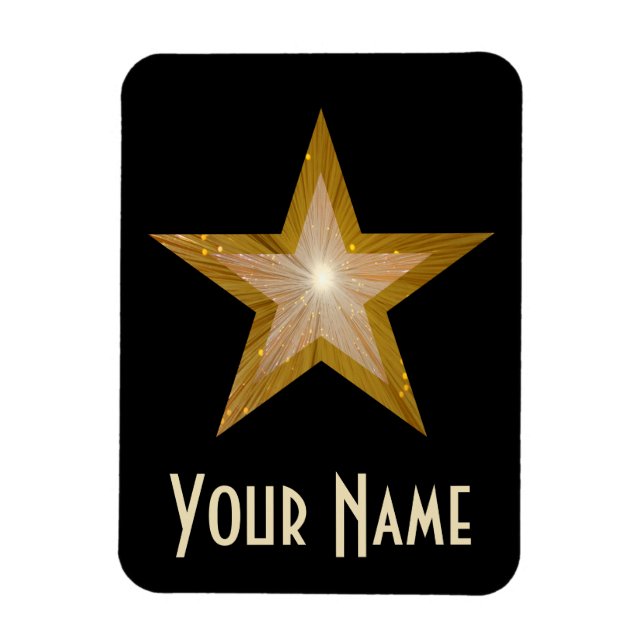 Magnet Flexible Aimant flexible "Gold" Star "Name" noir (Vertical)