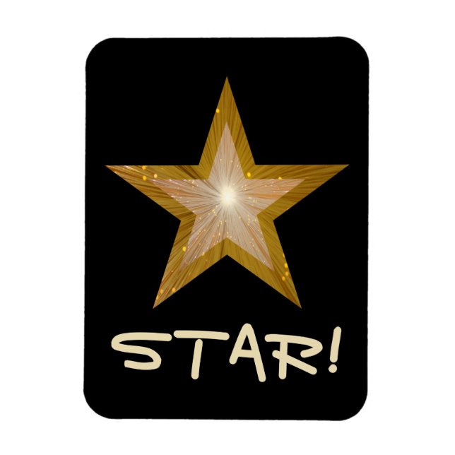 Magnet Flexible Aimant flexible "Gold" Star "STAR!" noir (Vertical)