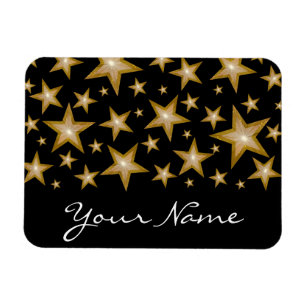 Magnet Flexible Aimant flexible "Gold" Stars "Your Name" noir