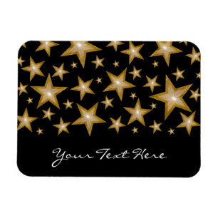 Magnet Flexible Aimant flexible "Gold" Stars "Your Text" noir