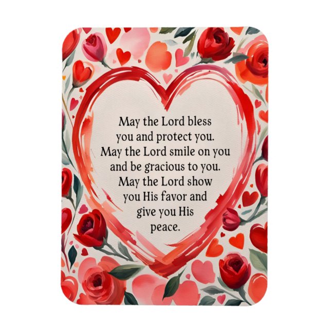 Magnet Flexible Aimant flexible Nombres 6:24-26 Cœurs et Fleurs (Vertical)