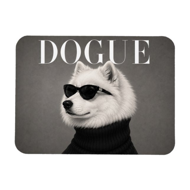 Magnet Flexible Aimant flexible portrait de chien de luxe Samoyed (Horizontal)