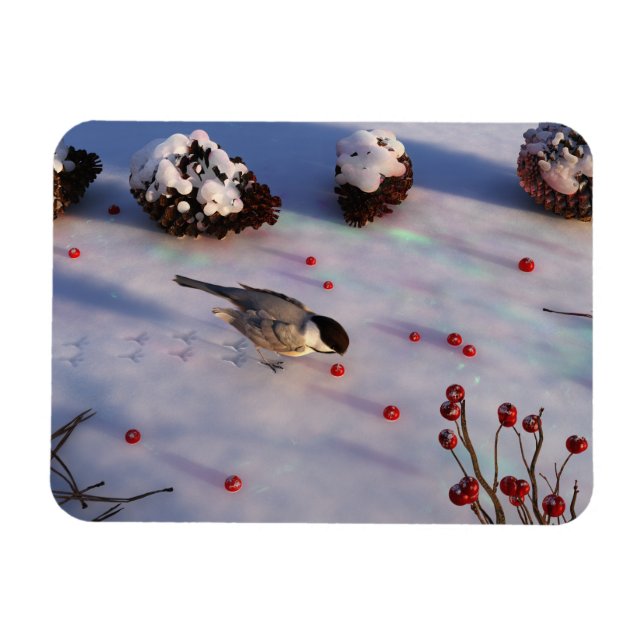 Magnet Flexible Aimant flexible pour l'hiver avec une mésange (Horizontal)