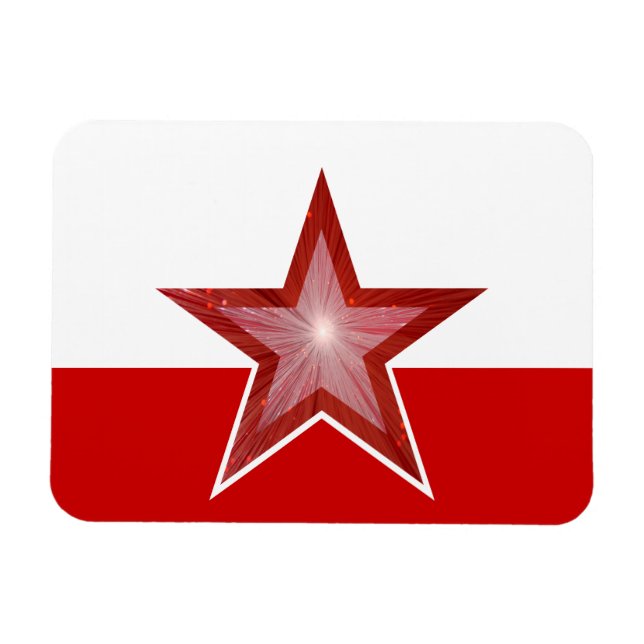 Magnet Flexible Aimant flexible Red Star blanc rouge (Horizontal)