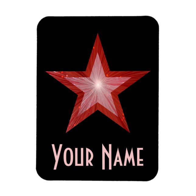 Magnet Flexible Aimant flexible Red Star 'Name' noir (Vertical)