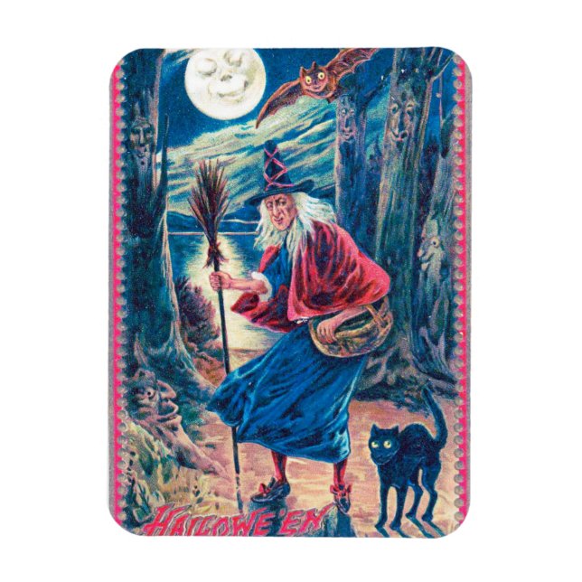 Magnet Flexible Aimant flexible sorcière d'Halloween vintage (Vertical)