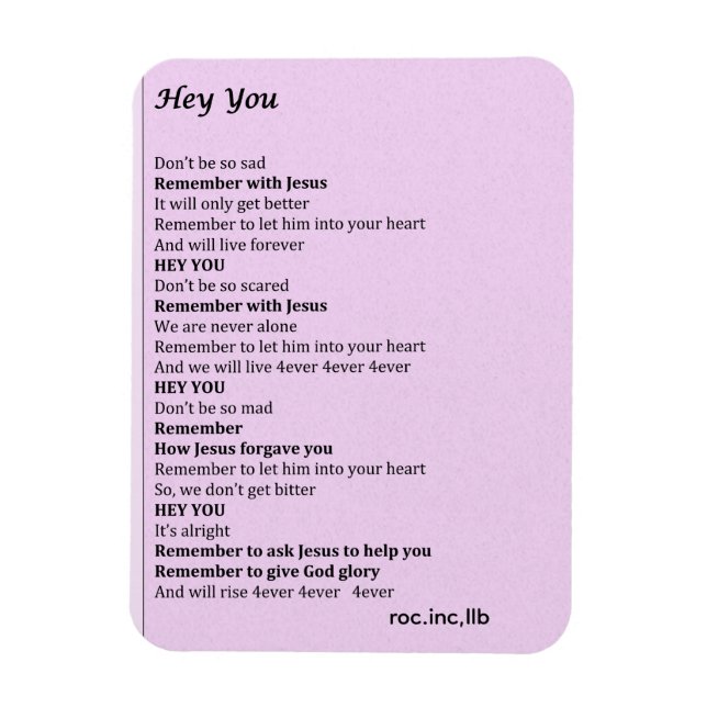 Magnet Flexible aimant ,"Hey you" (Vertical)