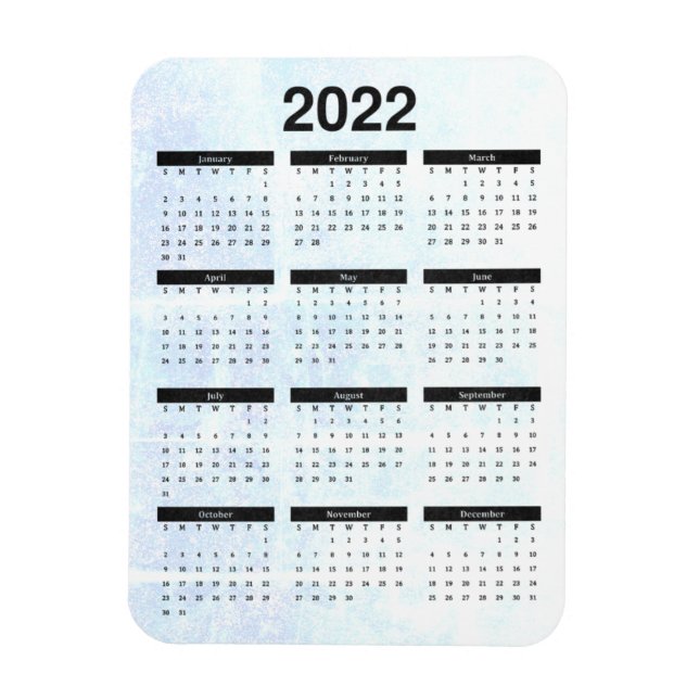 Magnet Flexible Aimant mensuel 2022 Calendrier Texturé (Vertical)