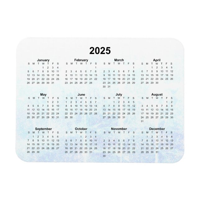Magnet Flexible Aimant mensuel 2025 Calendrier Texturé (Horizontal)