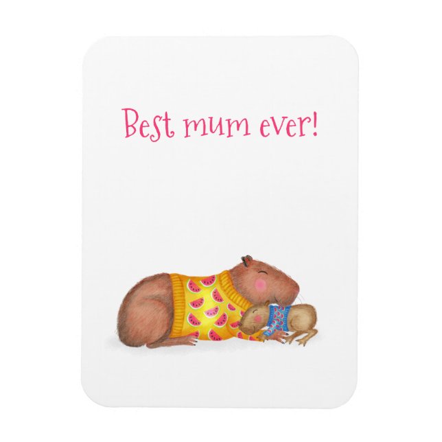 Magnet Flexible Aimant mignon capybara "meilleure maman jamais" (Vertical)