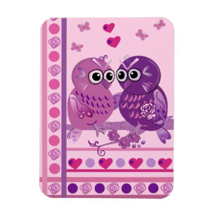 Magnet Flexible Aimant mignon de Saint-Valentin avec chouettes de 