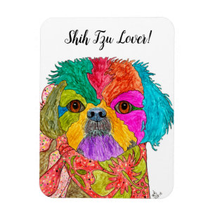 Magnet Flexible Aimant mignon et coloré 3" de Shih Tzu x4 "